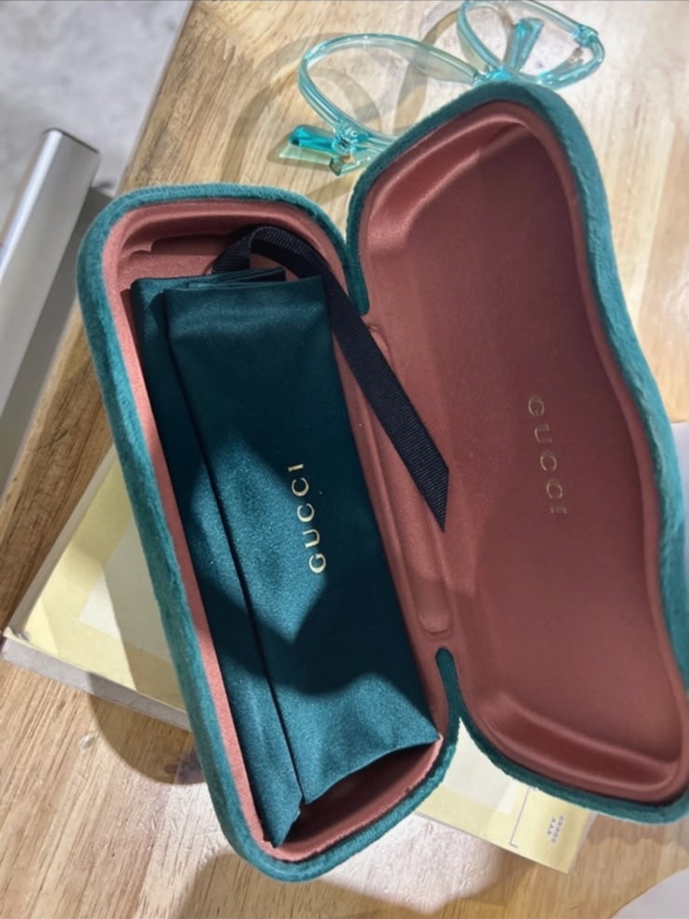 Gucci Women's Clear Teal Frame Sunglasses - Picture 5 of 6